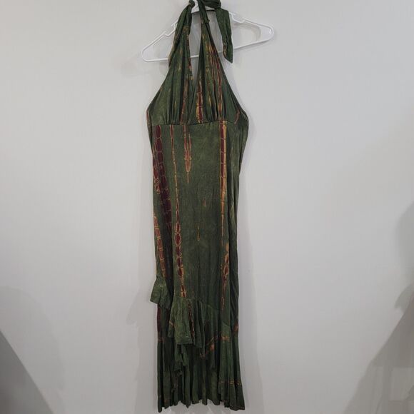 Y2K Babydoll Dress Womens Size Small Green Brown Fairy Grunge Goblincore Tie Dye - Picture 1 of 7